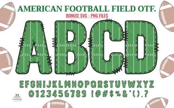 American Football Field Font for Crafters and Designers
