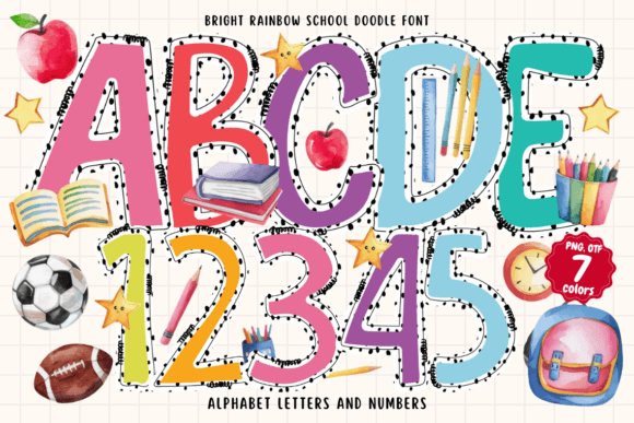 Bright Rainbow School Doodle Font for Vibrant Digital Design